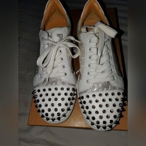 Christian Louboutin White Sneakers with Silver Studs